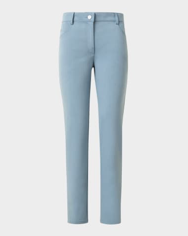 Akris punto Maru Cotton Denim Stretch Straight-Leg Ankle Pants
