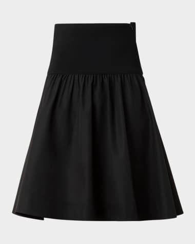 Akris punto Wide Waistband Cotton Poplin Skirt