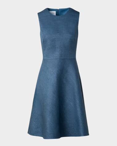 Akris punto Indian Silk Ottoman Sleeveless A-Line Dress