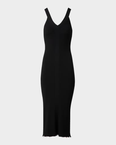 Akris punto V-Neck Viscose Stretch Rib Sleeveless Midi Dress