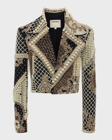 L'Agence Kya Embellished Cropped Blazer