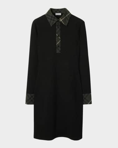 Burberry Check Long-Sleeve Polo Dress