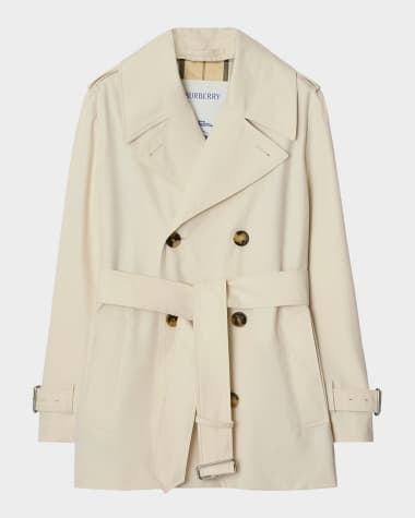 Burberry Belted Double-Breasted Short Trench Coat