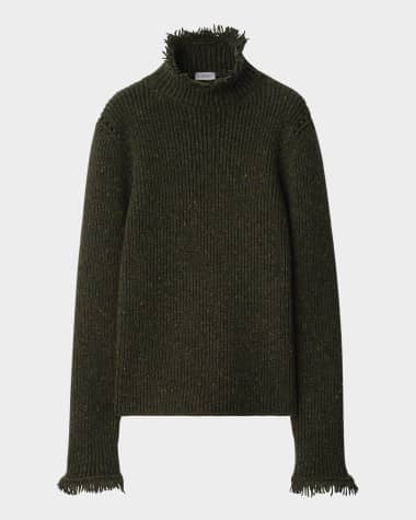 Burberry Fringe Trim 5GG Wool Turtleneck Sweater