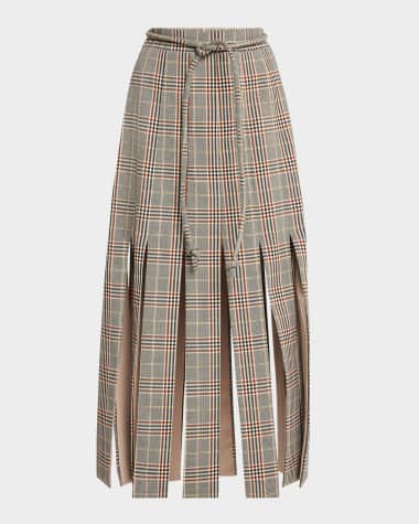 No Pise La Grama Flora Plaid Split-Hem Skirt