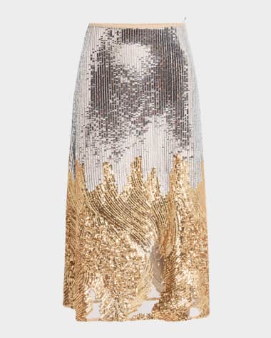 No Pise La Grama Elena Sequined Midi Skirt