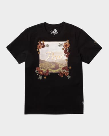 PRPS Men's Hickory Scenic Floral Applique T-Shirt