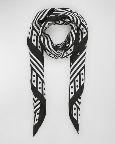 Dolce&Gabbana All-Over DG Polka-Dot Silk Square Scarf