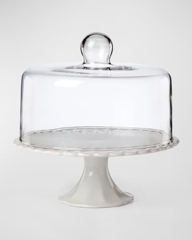 Lenox French Pearl Scallop Cake Plate with Dome