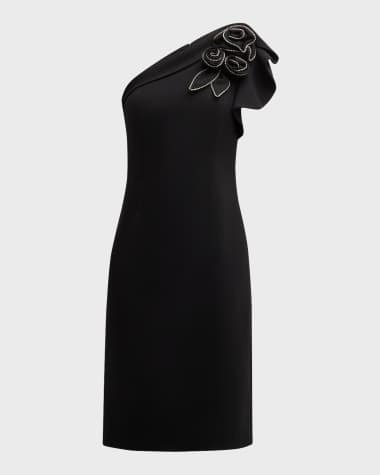 Rickie Freeman for Teri Jon Embellished Sleeveless One-Shoulder Dress