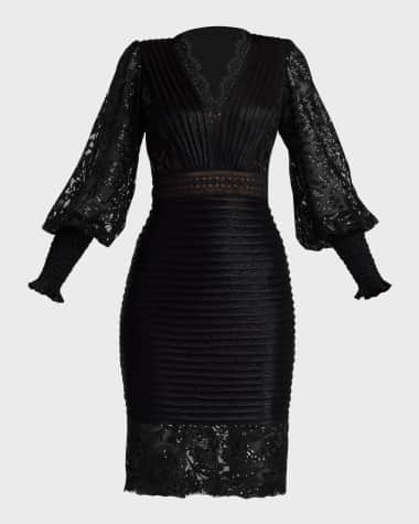Tadashi Shoji Pleated Crepe & Sequin Lace Dress