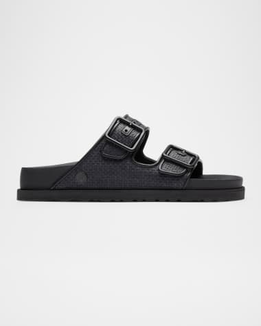 1774 Birkenstock Arizona Raffia Dual-Buckle Slide Sandals