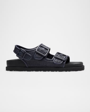 1774 Birkenstock Milano Raffia Dual-Buckle Slingback Sandals