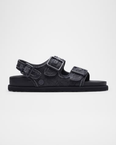 1774 Birkenstock Milano Denim Dual-Buckle Slingback Sandals