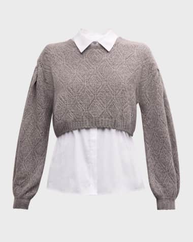 Cinq a Sept Landry Combo Knit Pullover Top