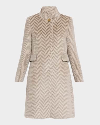 CHIARULLI Feronia Chevron Wool One-Button Coat