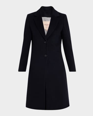 womens black wool dress coats Black Double Breasted Belted Wool Blend Long Coat Black / M