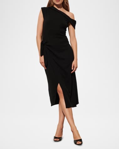 Figue Delaney One-Shoulder Midi Wrap Sweater Dress