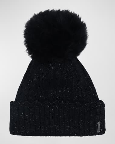 Gorski Knit Beanie with Lamb Fur Pom