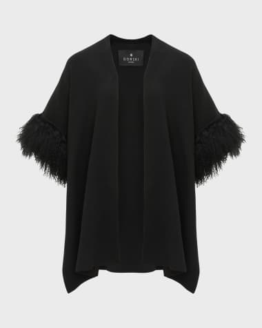 Gorski Knit Wool Vest With Mongolian Lamb Cuffs