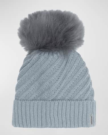 Gorski Knit Beanie with Lamb Shearling Pom
