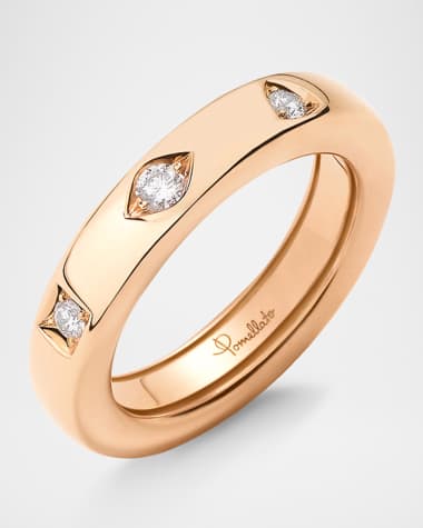 Pomellato Iconica 18K Rose Gold 3-Diamond Slim Band Ring