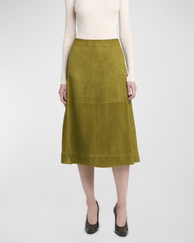 Bottega Veneta Paneled Suede Knee-Length Skirt