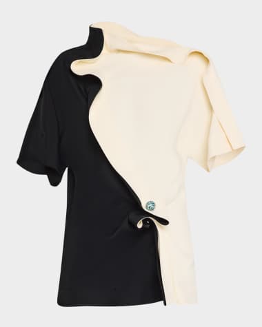 Bottega Veneta Colorblock Ruffle Top