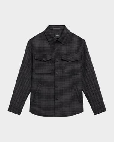 Theory Men's Wool-Cashmere Houndstooth Overshirt