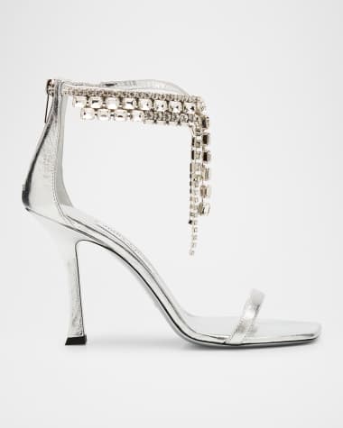 Jimmy Choo Verity Metallic Leather Crystal-Cuff Sandals