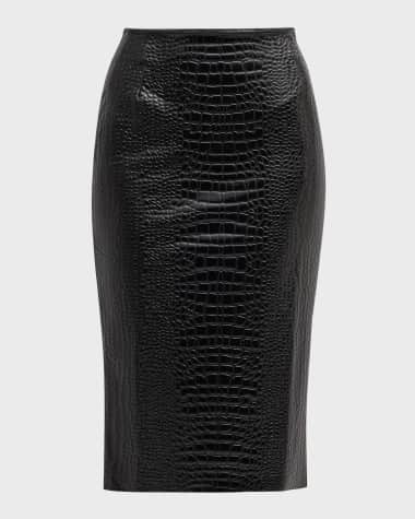 Chiara Boni La Petite Robe Crocodile-Embossed Faux Leather Midi Skirt