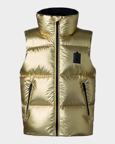 Mackage Kid's Charlee Metallic Puffer Vest, Size 4-6