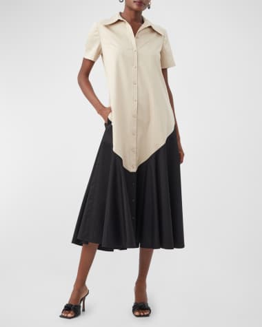 Trina Turk Neola 2 Colorblock Short Sleeve Organic Cotton Shirtdress