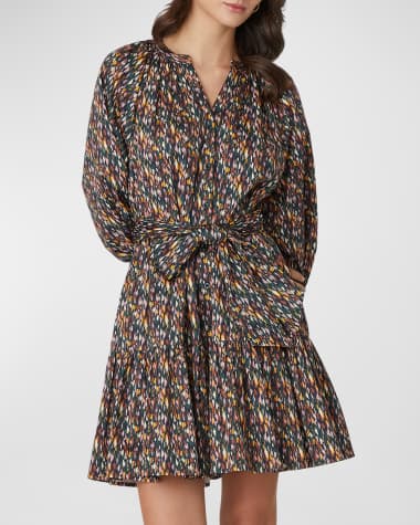 Shoshanna Esmae Abstract-Print Flounce Mini Dress