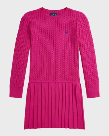 Ralph Lauren Girl's Cable Knit Combo Dress, Size 2-6X Girl's Cable Knit Combo Dress, Size S-XL