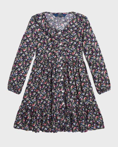 Ralph Lauren Girl's Floral-Print Day Dress, Size 2-6X Girl's Floral-Print Day Dress, Size 7-14