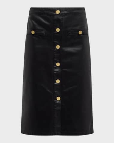 L'Agence Exclusive Landry Button-Front Midi Skirt