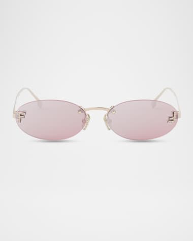 Fendi FF Crystal Metal Oval Sunglasses