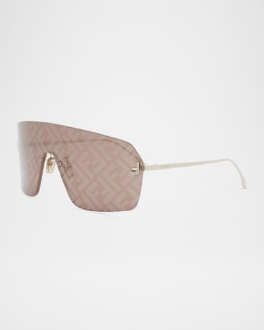 Fendi Rimless Metal & Nylon Shield Sunglasses
