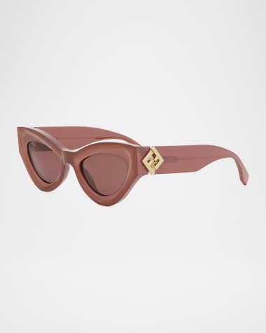 Fendi FF Diamond Logo Acetate Cat-Eye Sunglasses