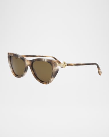 Fendi FF Diamond Logo Acetate & Nylon Cat-Eye Sunglasses