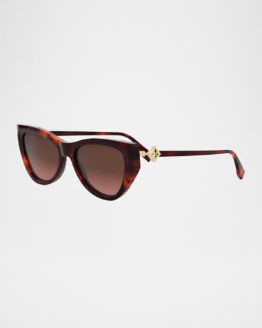 Fendi FF Diamond Logo Acetate & Nylon Cat-Eye Sunglasses
