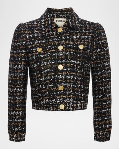 L'Agence Kasey Tweed Bracelet-Sleeve Jacket
