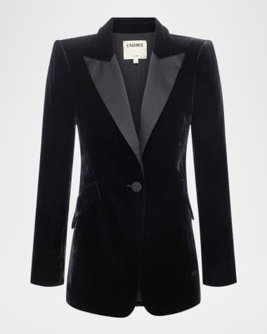L'Agence Sheila Structured Velvet Tux Blazer