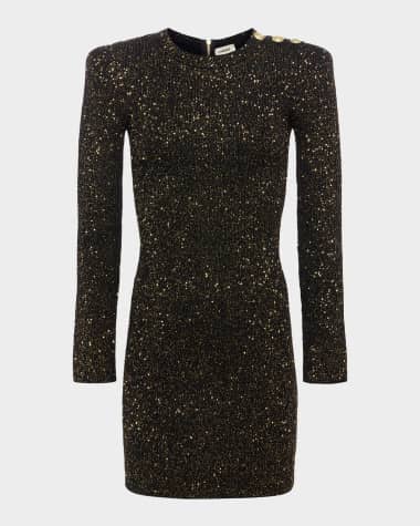 L'Agence Cherry Sequined Long-Sleeve Mini Dress