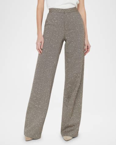 L'Agence Livvy Chevron Straight-Leg Trousers