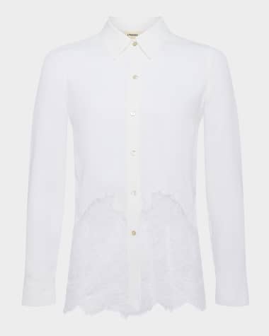 L'Agence Adalee Lace Inset Satin Blouse