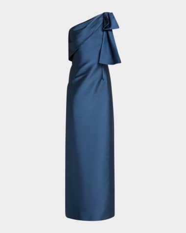 Sachin & Babi Bonne One-Shoulder Bow Column Gown