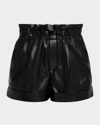Alice + Olivia Reagan Vegan Leather Paperbag Shorts
