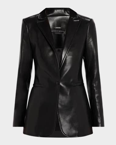 Alice + Olivia Breann Vegan Leather Fitted Blazer